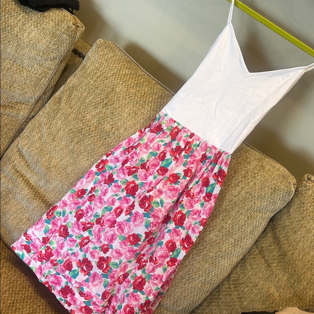 PINK Victoria’s Secret White Lycra top and Floral Cotton Skirt Summer Dress-M